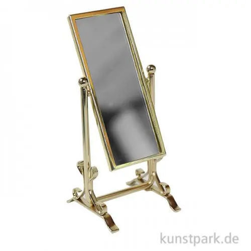 Miniatur Standspiegel, rechteckig, Messing, 4,5 x 5 x 11,5 cm Gratis Versand