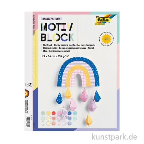 Versand Am Gleichen Tag Motivblock Basic Muster, 24 x 34 cm, 20 Blatt farbig sortiert