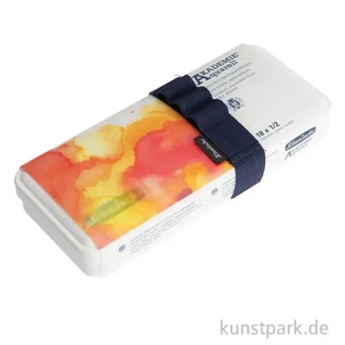 Kostenloser Rückversand Schmincke AKADEMIE Aquarellkasten mit Pinselhalter, 18 x 1/2 Näpfchen