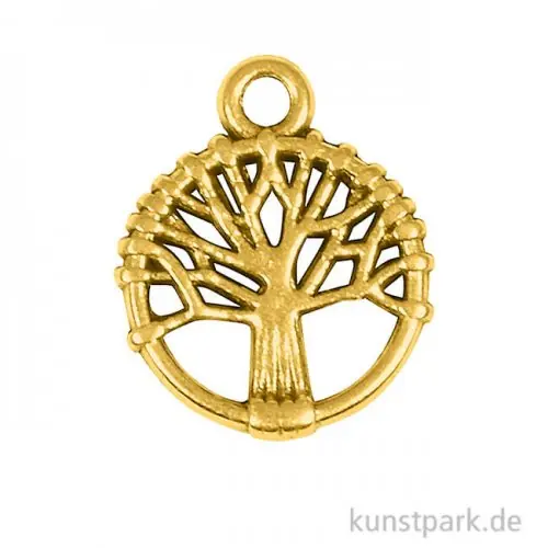 Sonderaktion Mini-Anhänger Metall - goldener Lebensbaum, 3 Stück