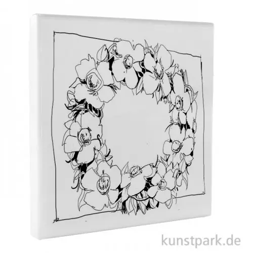 Heißes Angebot Motiv-Keilrahmen Color Sketch Blumenkranz, 20 x 20 cm