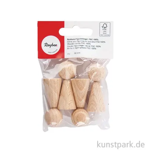 Figurenkegel, Rohholz, 50 mm, 4 Stück Nur Heute