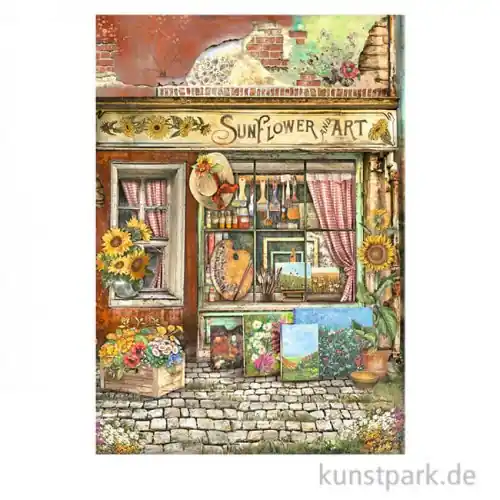 Im Trend Stamperia Reispapier - Sunflower Art Shop, DIN A4