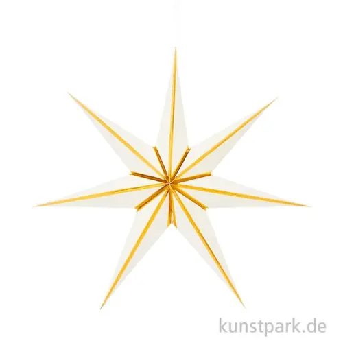 Geprüft Papierstern zum Aufhängen, Weiß Gold, Durchmesser 45 cm