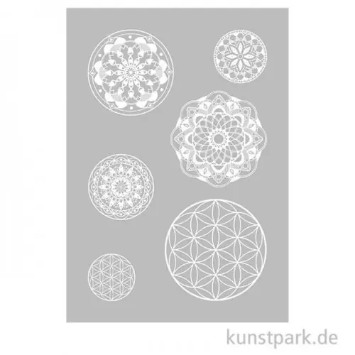 Top-Angebot Schablone Mandala DIN A4, inklusive Rakel