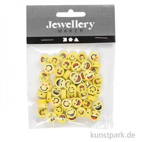 Saisonangebot Tonperlen - Smiley, 10 mm, Lochgröße 1,5 mm, 60 Stück