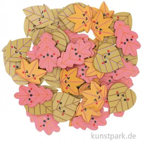 Streudeko Blätter aus Holz, 48 Stück sortiert Expressversand