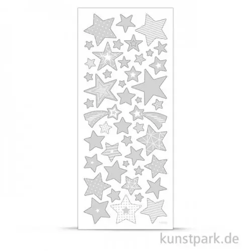 Highlight Sticker aus transparenter Silberfolie Sterne, 10x24 cm, Silber