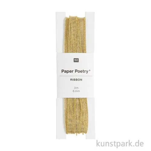 Kostenloser Rückversand Metallic Dekoband mit Goldrand, 6 mm x 3 Meter