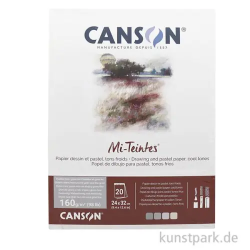 Super-Preis Canson MI-TEINTES Pastellblock - Graublau, 20 Blatt, 24 x 32 cm, 160 g