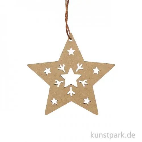 Geschenkanhänger aus Karton - Stern, Natur, 7 x 6,6 cm, 6 Stück Neu