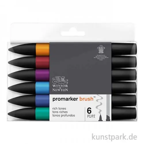 Winsor & Newton Brush Marker Reiche Töne, 6 Stifte im Set Ab Werk