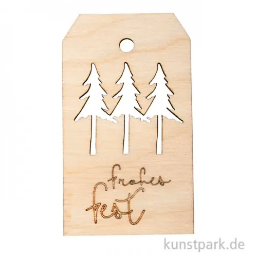 Highlight Holz-Anhänger - Frohes Fest, 4,8x 8,2 cm