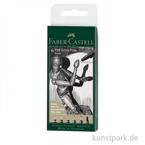 Faber-Castell PITT Artist Pen Tuschestifte - 6er Set - Schwarz Rabatt