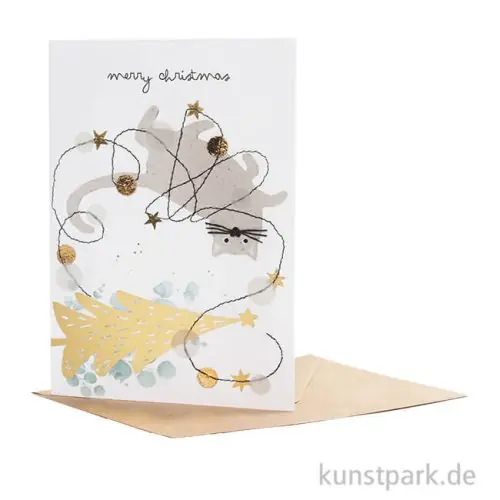 Good old friends - Crazy Cat Winterkarte, Merry Christmas Markenware