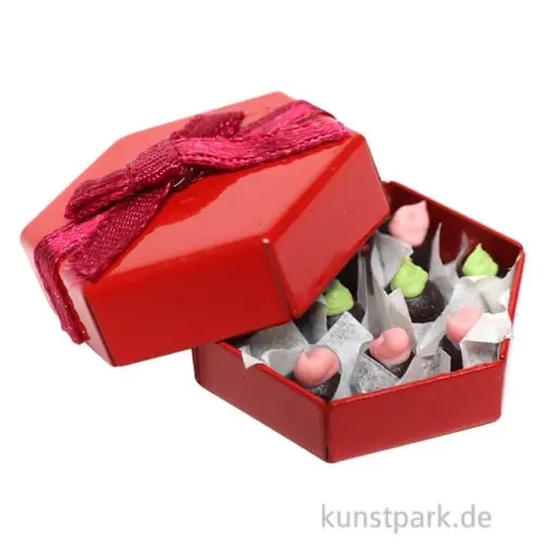 Miniatur Pralinenschachtel Rot, 2,2 x 2,6 cm Bestpreis