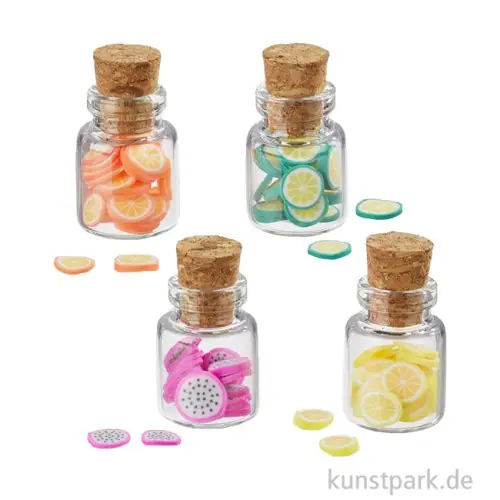Miniatur Gläser mit Früchten, 2,2 x 1,3 cm, 4 Stück Großhandel