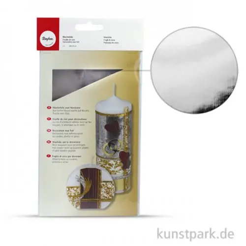 Wachsfolie - Silber hochglänzend, 20x10 cm, 1 Stück Exklusiv