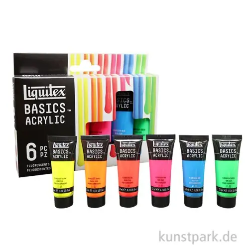 Liquitex Basics Acrylfarben Set - Fluorescent Neon, 6 x 22 ml Echt