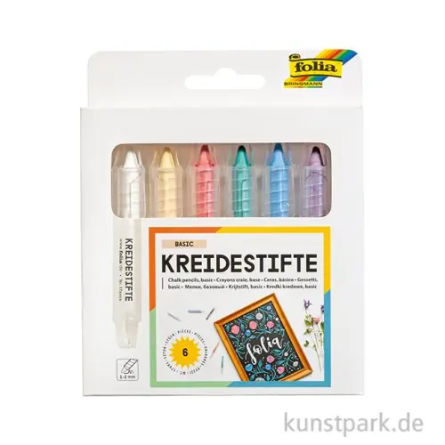 Sichere Zahlung Kreidestifte - 6 Stück, in Kunststoff gefasst
