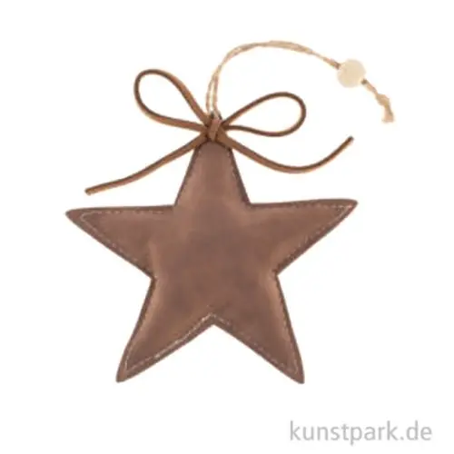 Gratis Versand Stern zum Hängen, Veloursleder, Braun, 11 x 11 x 2 cm