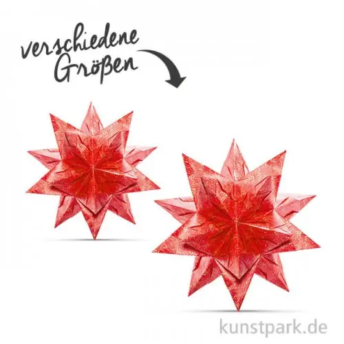 Großhandel Bascetta-Stern Bastelset - Rot-Winterornament Gold, 90g
