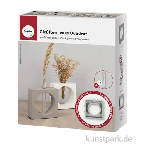 Heißes Angebot Silikon Gießform - Vase Quadrat mit Kreis, 11 x 3,7 x 11 cm