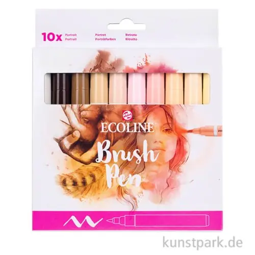 Handgefertigt Talens ECOLINE Brush Pen 10er Set - Hautfarben