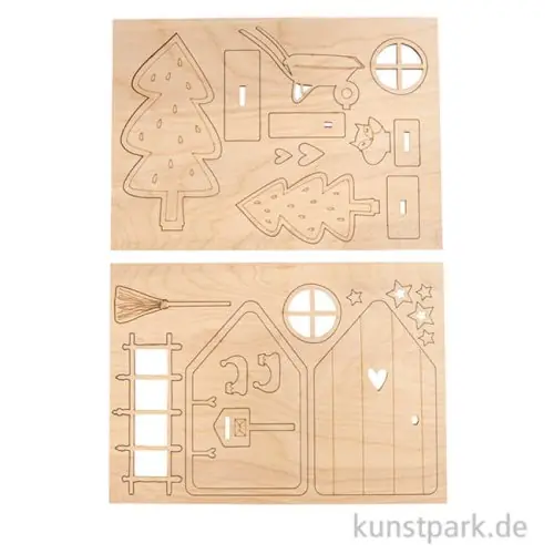 Holz Wichteltür Tomte, Natur, 24-teiliges Set Premium