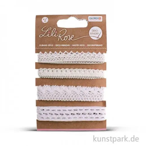 Dekobänder - Spitze weiß, 4 x 100 cm Top-Preis