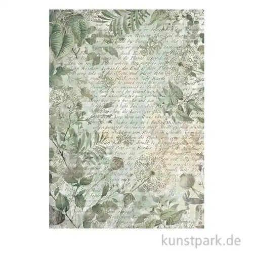 Stamperia Reispapier - Herbarium Silvae Leaves Background, DIN A4 Exklusiv