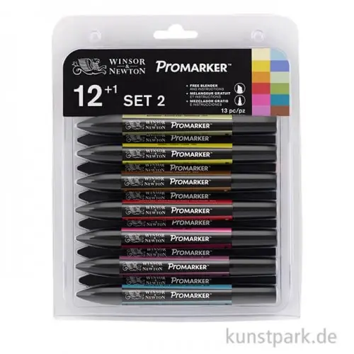 Winsor & Newton ProMarker Einsteiger Set 2, 12 Stifte im Set Handgefertigt
