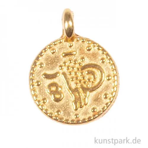 Ab Werk Mini-Anhänger Metall - goldene Münze, 6 Stück