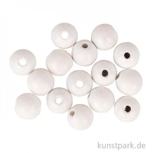 Holzperlen, Weiß, matt, 10 mm, 35 Stück Günstig