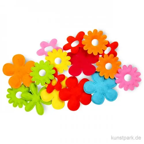 Streudeko Blumen aus Filz, 100% Polyester, bis 35x45mm, 16 Stück Original