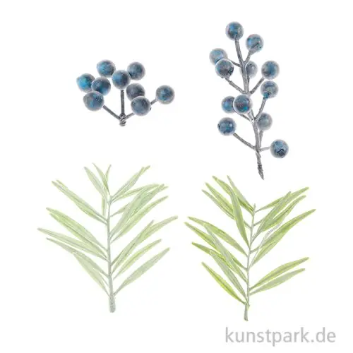 Deko-Set Schlehenbeeren, Blau Grün, 4-teilig Preis Gesenkt
