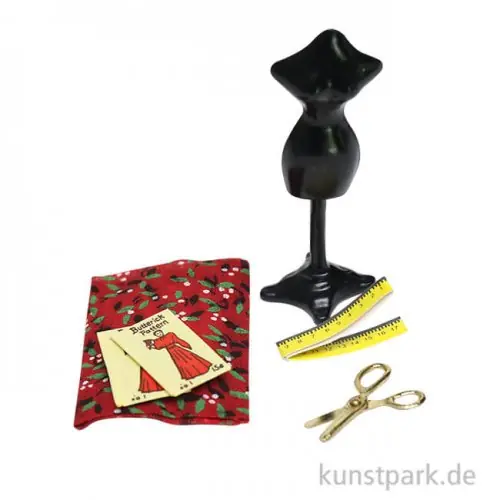 Miniatur Schneiderpuppe mit Nähzubehör, 2 x 2 x 8 cm Original