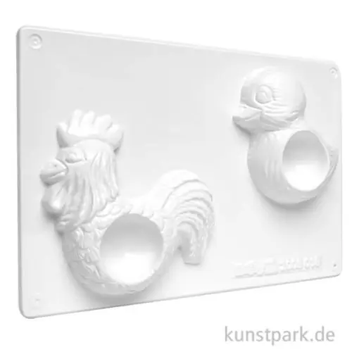 Zertifiziert Gießform - Eierbecher, Hahn + Küken