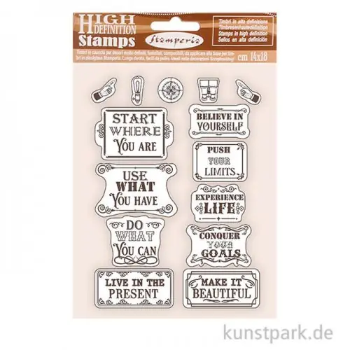 Stamperia Rubber Stamps - Lady Vagabond Lifestyle Quotes, 14 x 18 cm Kostenfreie Lieferung