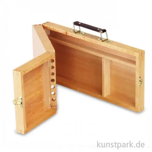 Meistverkauft Utensilienkoffer aus hellem Holz, klappbar mit Pinselfächern