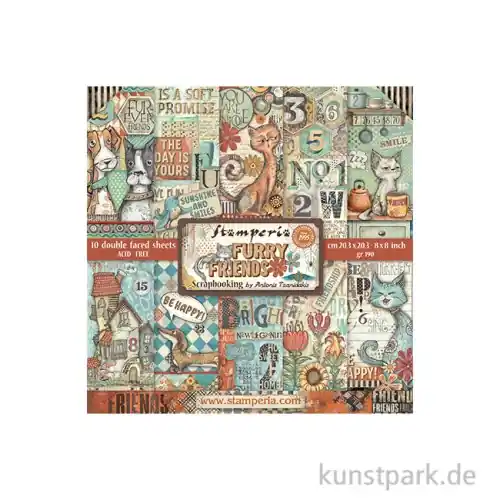 Heißes Angebot Stamperia Scrapbooking Pad - Furry Friends, 20,3 x 20,3 cm