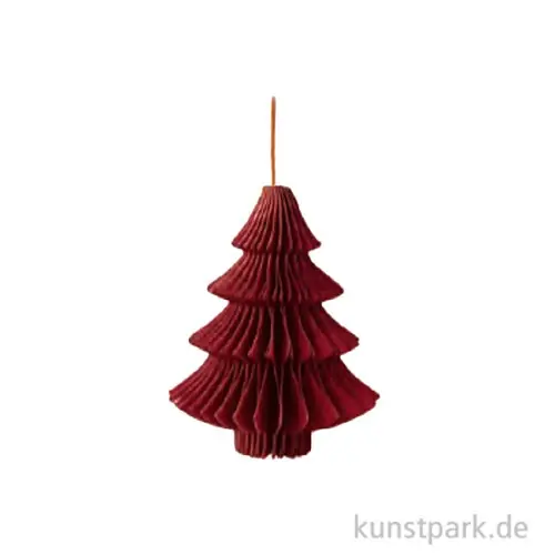 Angebot Wabenpapier Tannenbaum mit Hänger, Bordeaux, 10 cm, 4 Stück