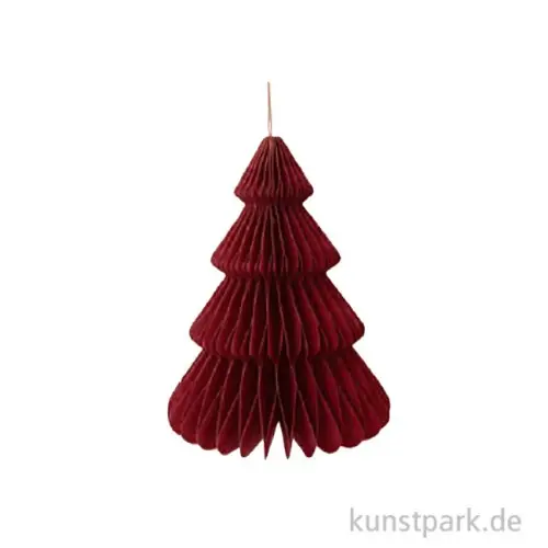 Kostenloser Rückversand Wabenpapier Tannenbaum mit Hänger, Bordeaux, 20 cm, 1 Stück