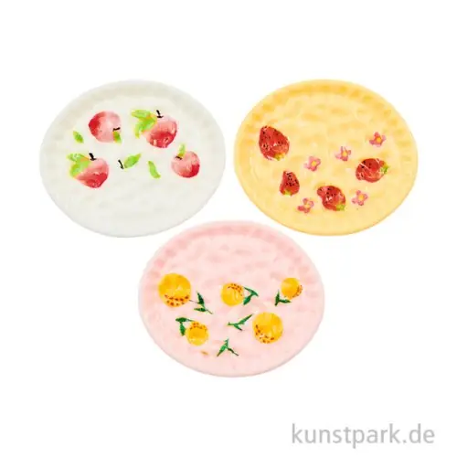 Miniatur Geschirr, bemalte Teller, 3 Stück Heißes Angebot