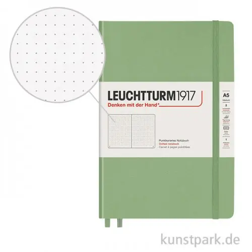 Top-Qualität Leuchtturm Notizbuch Hardcover - Salbei - Dotted Medium A5