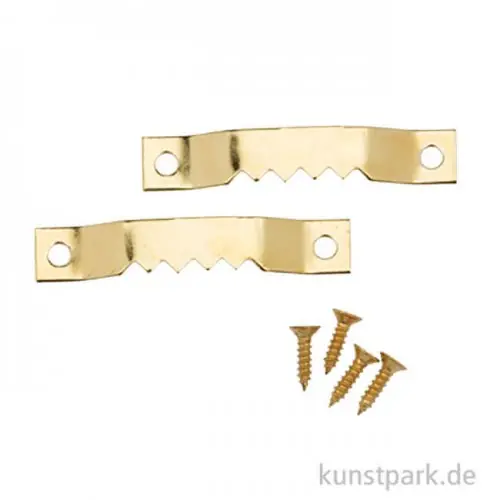 Zackenaufhänger, 2 Stück mit 4 Schrauben, 40mm, Gold Sonderaktion