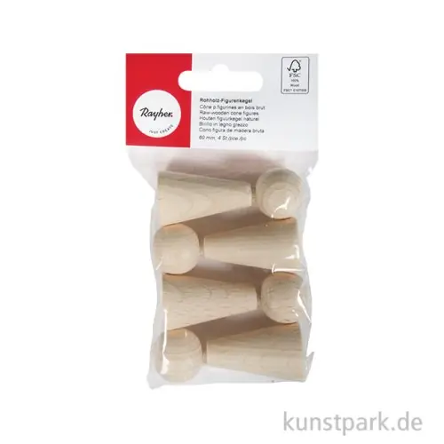 Kostenloser Rückversand Figurenkegel, Rohholz, 60 mm, 4 Stück
