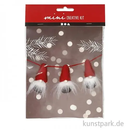 Weltweiter Versand Mini Bastelset Weihnachtswichtel Girlande, 6 cm