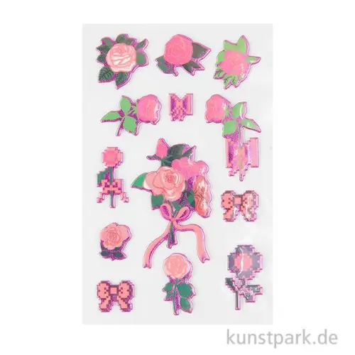 Mega-Angebot Puffy Sticker - La Vie en Rose, Rosen, 13 Aufkleber