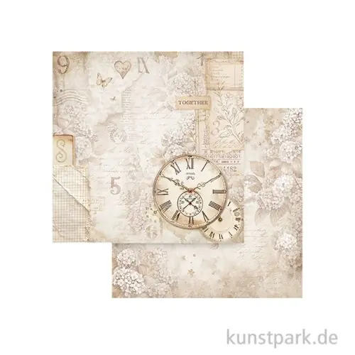 Top-Qualität Stamperia Scrappapier - Quiet Days Clock, 30,5 x 30,5 cm